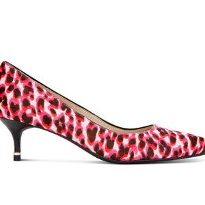 Kenneth Cole Classic Morgan Red Leopard Multi Calf Hair Fabric Pumps Heels 6.5
